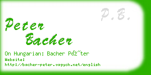 peter bacher business card